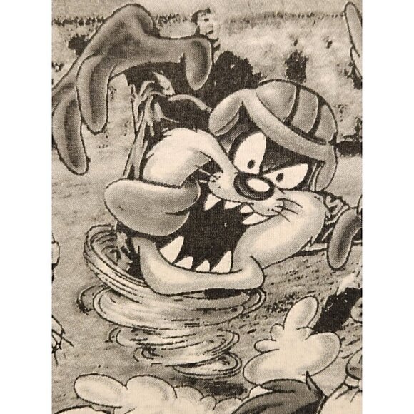 Vintage 1995 Looney Tunes Tribune Football Single Stitch Adult XL Grey T-Shirt - Picture 12 of 15